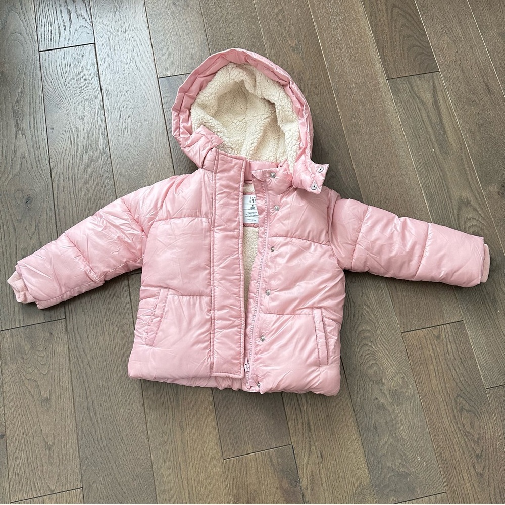 GAP Light Pink Hooded Puffer Jacket